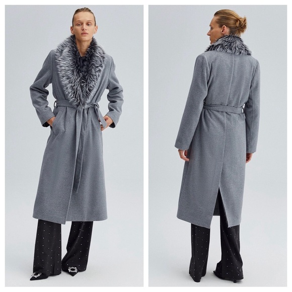 25 Salon Designer Privé Fleece Coat With Faux Fur - Picture 3 of 4